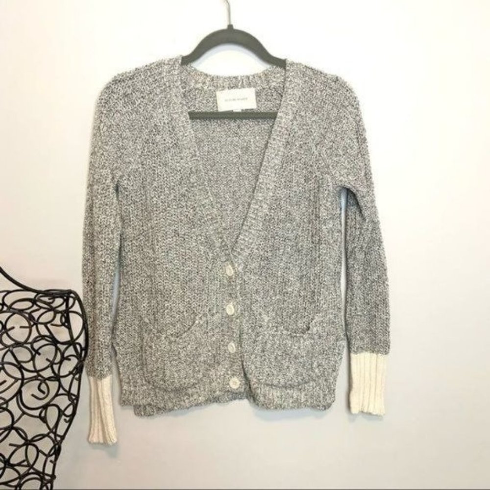 BROCHU WALKER COTTON COLOR BLOCK MARLED CARDIGAN S